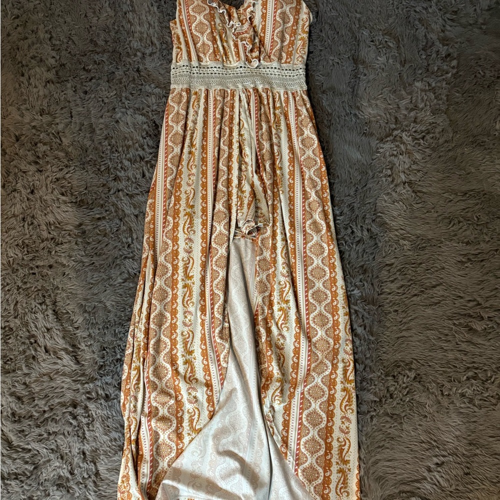 No Boundaries Orange and White Striped Wedding Dress